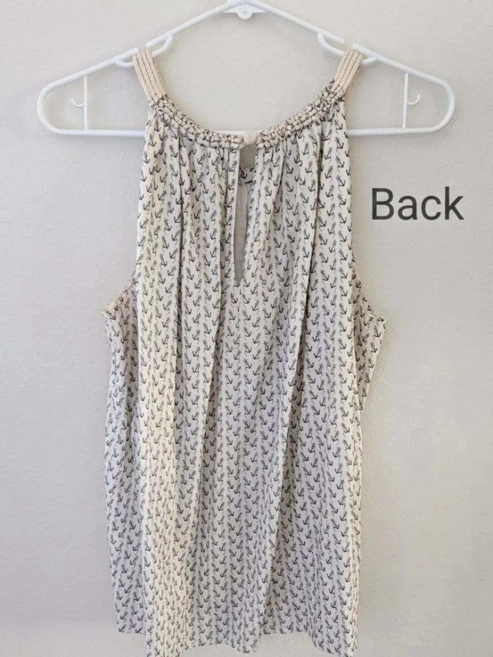 J. crew Anchor Print Halter Blouse Rope Strap Neckline
